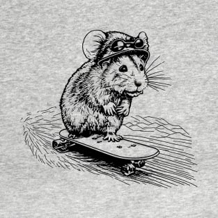 skateboarding hamster drawing, funny hamster lover gift T-Shirt